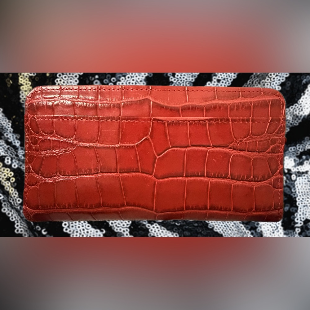 Brighton Frances Bag Wallet Dust Bag Box Croc Embossed Leather Rare Masterpiece - Picture 12 of 17